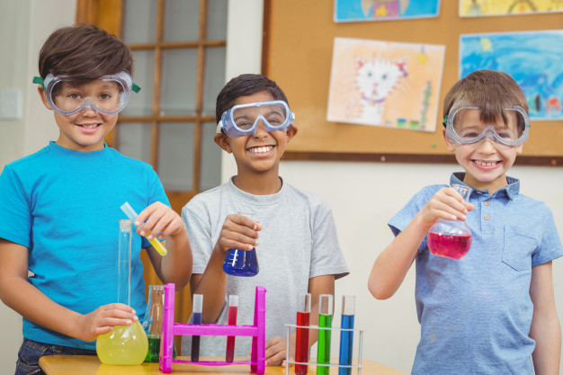 Safety of children-Safety goggles while handling chemicals